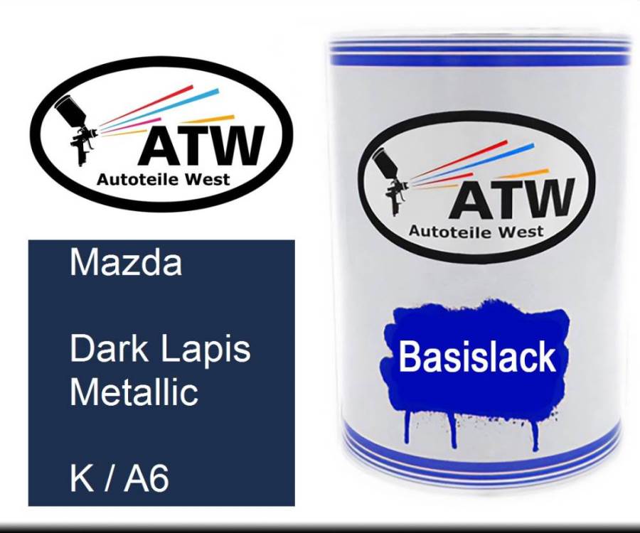 Mazda, Dark Lapis Metallic, K / A6: 500ml Lackdose, von ATW Autoteile West.